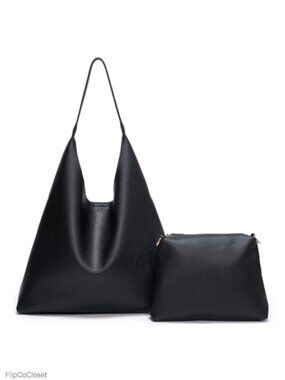 Vegan Leather Hobo Tote Bag Set 2 Pc Slouchy Shoulder Bag Large